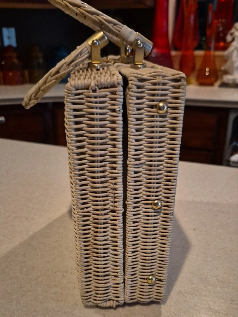 vintage 1960s wicker box tapestry Purse Magid - Picture 7 of 8